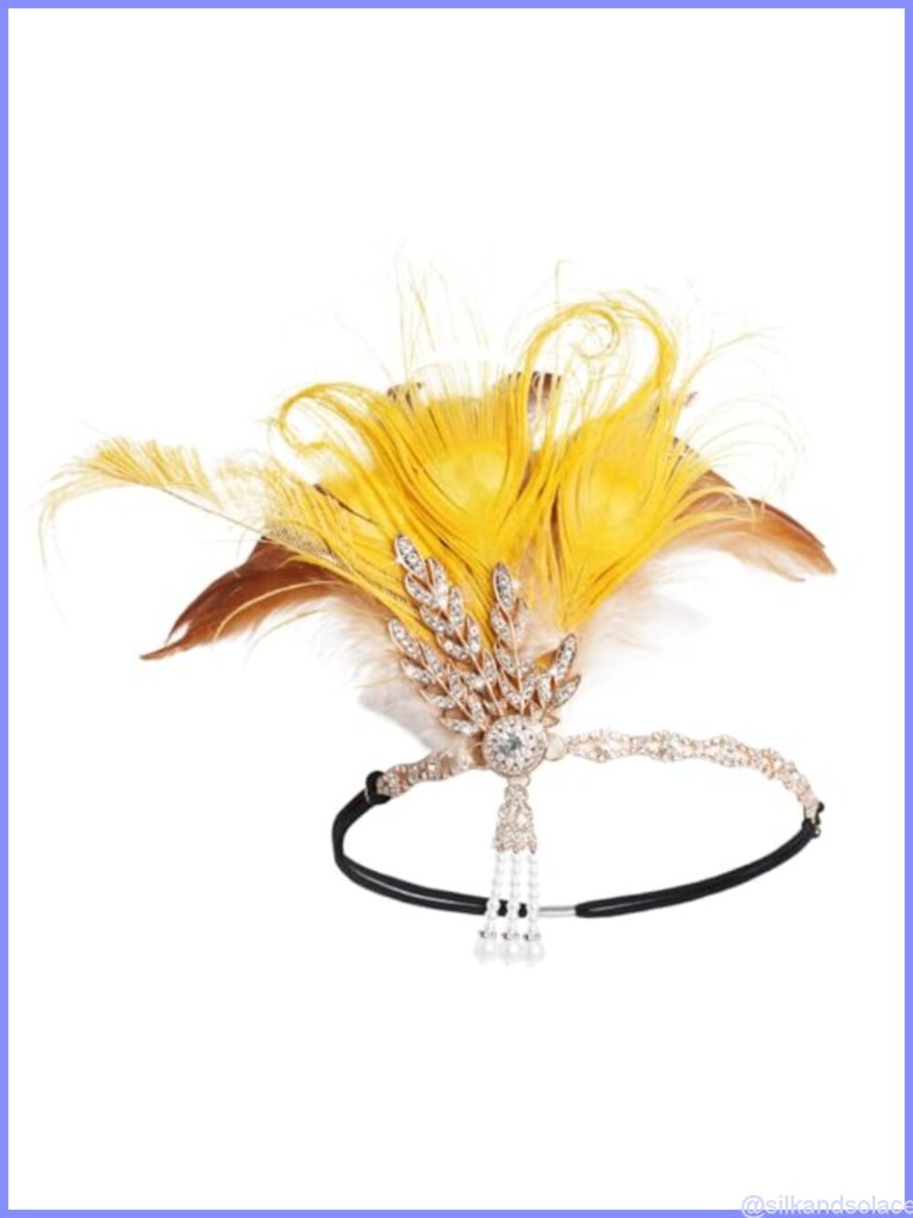 1920s Flapper Feather Headband Gatsby Headpiece Crystal Rhinestone Pearl Tassels